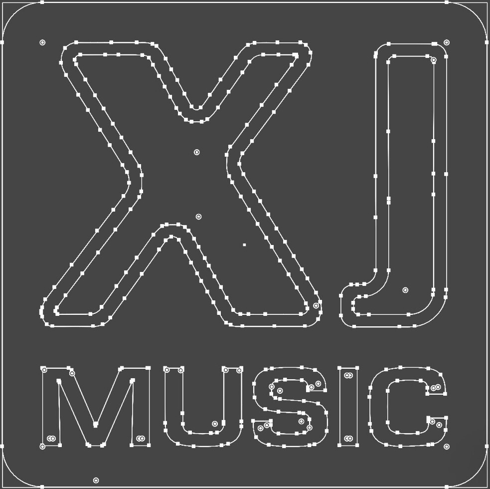 XJ music logo construction wireframe