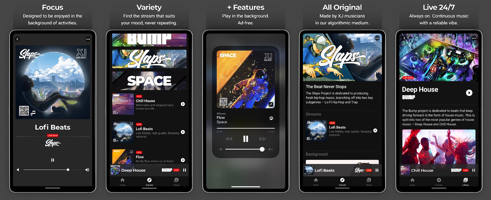 XJ Music Mobile App Screenshots